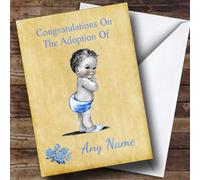 Adoption Vintage Congratulations Adopting A Boy Son Personalised Card - Personalised New Baby Card, Congratulations On Your Adoption Card