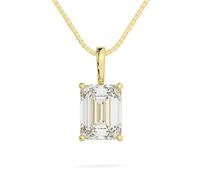 Adora Fine Jewelry 14K Solid White or Yellow Gold Lab Grown Moissanite Diamond Solitaire Round Emerald Cushion Shape Pendant Only Pendant Made in USA, Pendant Only - 2.0 CTW, Yellow Gold, Moissanite