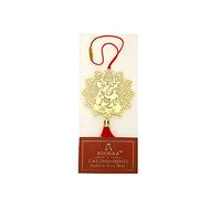 Adoraa Lotus Ganesha Car Rear View Mirror Décor in Brass, Ganesh Ji Rear View Mirror Car Hanging Ornament/Car Pendant/Amulet for car, Perfect Car Charm/Accessories