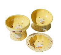 Adorable 3-Piece Pet Bowl Set Designed for Burmese Cats, Made of Ceramic, Includes Water Bowl, Tilted Food Bowl, and Shallow Dish D