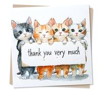 Adorable and Cute Thank You Cat Card For a Loved One - Animal, Kitten Lover - Gratitude, Appreciation - For a Special Someone, Teacher, Partner, Friend, Bestie