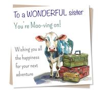 Adorable and Funny Moving Card For Sister - New Job, Home, Country, Travel - Wishing Happiness For Your Next Adventure - For Sibling, Loved One, Sis, Relative