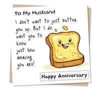 Adorable and Heartfelt Happy Anniversary Card For a Special Husband - You Are Amazing - Butter, Humour, Lighthearted - For a Special Someone, Partner, Other Half