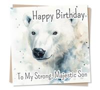 Adorable and Heartfelt Happy Birthday Card for Your Special Son - Polar Bear, Animal Design - Strong and Majestic - for a Loved One, Son, Family, Child