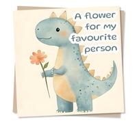 Adorable and Heartfelt Support Or Happy Anniversary Card For a Loved One - A Flower For My Favourite Person - Dinosaur, Sweetheart - For a Special Someone, Partner, Husband, Wife, Relative, Other Half