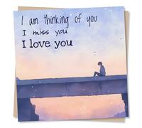Adorable and Sincere Thinking Of You Card For a Loved One - Thinking Of You, Miss You, Love You - Beautiful, Watercolour - For a Special Someone, Friend, Bestie, Partner, Family, Relative, Other