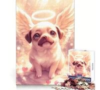 Adorable Angel Pug 1000 Piece Jigsaw Puzzle for Adults Logic Play Smooth Thick Family Enjoyable Home Art (50x75cm)