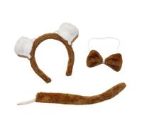 Adorable Animal 3-Piece Costume Set - Ears Headband, Tail & Bow Tie - Perfect for Book Day! (Bear, One Size, Animal Print)