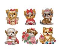 Adorable Animal Diamond Painting Magnets - 6Pcs Ice Cream Theme Refrigerator Decor for DIY Gifts & Crafts