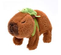 Adorable Animated Capybara Plush with Moving Mouth and Walking Action, Includes Small Turtle Companion for Imaginative Play and Gift Giving Brown