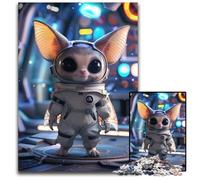 Adorable Astronaut Bat 1000 Piece Jigsaw Puzzle Wooden Puzzles Challenging Brain Teaser for Teenagers Family Game Night Fun 1000 PCS(75x50cm)