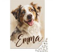 Adorable Australian Shepherd Mix Dog Portrait Jigsaw Puzzles Puzzles for Adults Kids. 1000 Piece Great Gifts Challenge Toy Educational Games Home Decoration for Educational Games Gifts 52x38cm/1000pc