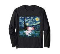 Adorable Axolotl Kawaii Van Gogh Starry Night Inspired Long Sleeve T-Shirt