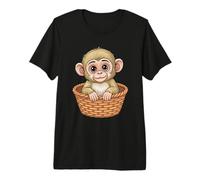 Adorable Baby Monkey in Wicker Basket Cartoon Premium T-Shirt