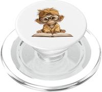 Adorable Baby Monkey Reading Book Smart Animal PopSockets PopGrip for MagSafe