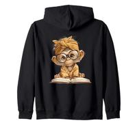 Adorable Baby Monkey Reading Book Smart Animal Zip Hoodie