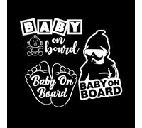 Adorable Baby on Board Vinyl Decal - Cute and Safety Sign for Your Vehicle - Easy to Apply and Highly Visible - New Parents car Vinyl (Glossy White, Bundle 3)