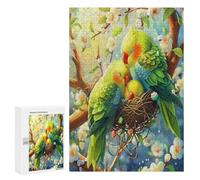 Adorable Baby Parrots 300Pc Jigsaw Puzzles Suitable Adults ChildrenJigsaws Festive Gathering Family Bonding Whimsical Design Great GiftLoved Ones 300 PCS