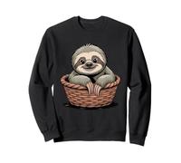 Adorable Baby Sloth In Cozy Woven Basket Sweatshirt