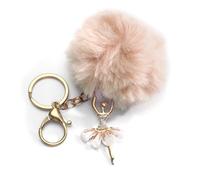 Adorable Ballet Girl Keychain with Rhinestones, Fluffy Plush and Charm, Perfect Birthday for Women, Friends, Girlfriends, Sisters and Mum, Cute Bag Accessory, Personalised Keyring