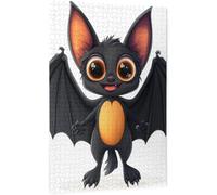 Adorable Bat with Open Wings Wooden Jigsaw Puzzles for Adults Black Bat with Big Eyes Large Ears&Happy Expression Vibrant and Unique Game Gift for Small Groups Puzzle Lovers_300pcs