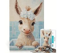 Adorable Bathing Donkey 1000 Pieces Puzzles for Adults Relax Game Tension Relief Fun Challenge Birthday Surprise (50x75cm)