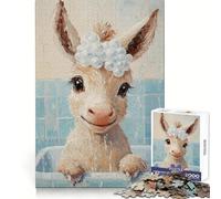 Adorable Bathing Donkey 1000 Pieces Puzzles for Adults Relax Game Tension Relief Fun Challenge Birthday Surprise (50x75cm)