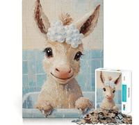 Adorable Bathing Donkey Jigsaw Puzzles for Adults 1000 Brain Exercise Smooth Cut Home Activity (38x26cm)
