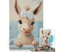 Adorable Bathing Donkey Jigsaw Puzzles for Teenagers 1000 Piece Home Fun Quality Print Family Fun Art Work (38x52cm)