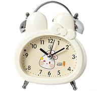 Adorable Bear And Rabbit Alarm Clock Featuring Soft Night Light For Dial Silent Quartz Sweep Motion Dual Metal Bell For Wake Up Call(G)
