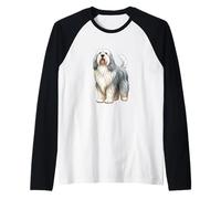 Adorable Bearded Collie Dog Enthusiast Raglan Baseball Tee
