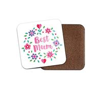 Adorable Best Mum Coaster - Cute Flowers Mother Floral Heart Love #19138