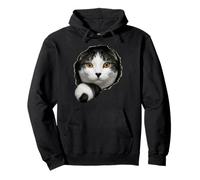Adorable Bicolor Tabby Cat Peeking Through Pullover Hoodie