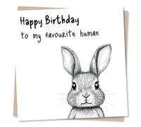 Adorable Birthday Card for a Pet Parent - My Favourite Human - Rabbit, Animal Lover, Pets - for a Special Someone - from Bunny