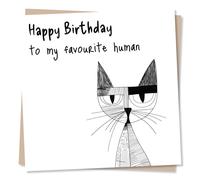 Adorable Birthday Card For a Pet Parent - To My Favourite Human - Cats, Animal Lover, Pets - For a Special Someone, Parent - From Your Cat