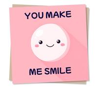 Adorable Birthday Card Or Anniversary Card Or Valentine's Day Card For Partner - You Make Me Smile - Pink Birthday Card For Boyfriend, Husband, Girlfriend, Wife