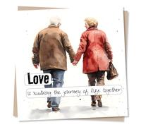 Adorable Birthday Or Anniversary Card For Partner - Love Is Supporting Each Other As You Get Older - Birthday Card For Husband, Wife, Boyfriend, Girlfriend