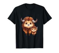 Adorable Bison Mama and Baby Wildlife Design T-Shirt