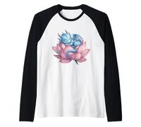 Adorable Blue Dragon Hugging Lotus Flower Dream Kids Girls Raglan Baseball Tee