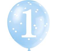 Adorable Blue Gingham 1st Birthday Latex Balloons (30cm) - Perfect for Celebrating Baby's First Milestone - 5ct