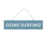 Adorable Blue MDF Gone Surfing Hanging Sign -16cm x 30cm (1 Pc.) - Unique Coastal Decor, Premium Quality Outdoor Accent - Perfect for Beach Home Decor