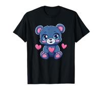 Adorable Blue Teddy Bear with Hearts T-Shirt