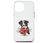 Adorable Border Collie Puppy Holding Red Roses Bouquet Case for iPhone 12 Pro Max