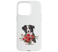 Adorable Border Collie Puppy Holding Red Roses Bouquet Case for iPhone 15 Pro Max