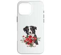 Adorable Border Collie Puppy Holding Red Roses Bouquet Case for iPhone 16 Pro Max