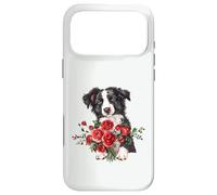 Adorable Border Collie Puppy Holding Red Roses Bouquet Case for iPhone 17 Pro Max