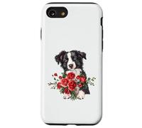 Adorable Border Collie Puppy Holding Red Roses Bouquet Case for iPhone SE (2020) / 7/8