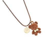 Adorable Brown Plush Bear Pendant Necklace Fashion Accessory for Kids Teens And Lovely Styles Trendy Women Ladies