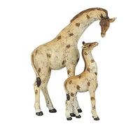 Adorable Brown Resin Mother & Baby Giraffe Ornament - 14cm x 11cm (1 Pc.) - Charming Rustic Design, Durable Handcrafted Decor, Nature-inspired Gift - Ideal for Home Accessory