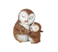 Adorable Brown & White Resin Mother & Baby Owl Ornament - 8.5cm x 7.5cm (1 Pc.) - Durable Handcrafted Decor, Nature-inspired Gift - Ideal for Home & Office Decor